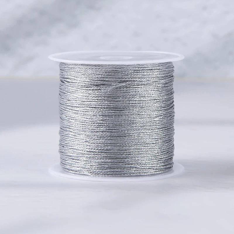 

0.2mm-0.8mm Gold/Silver/Gradient Macrame Cord Thread Braided String for DIY Bracelet Necklace Tassels Beading Craft Accessories 0.2mm-100 Meters срібний