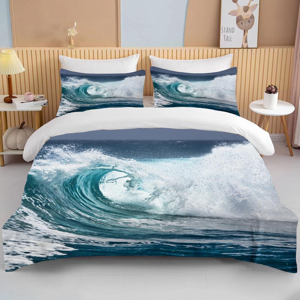 Ocean Bedding Set Coast Ocean Spray Duvet Cover Set Blue Starfish Bed Set Kids Teen Shell Home Textiles Summer  Quilt Cover