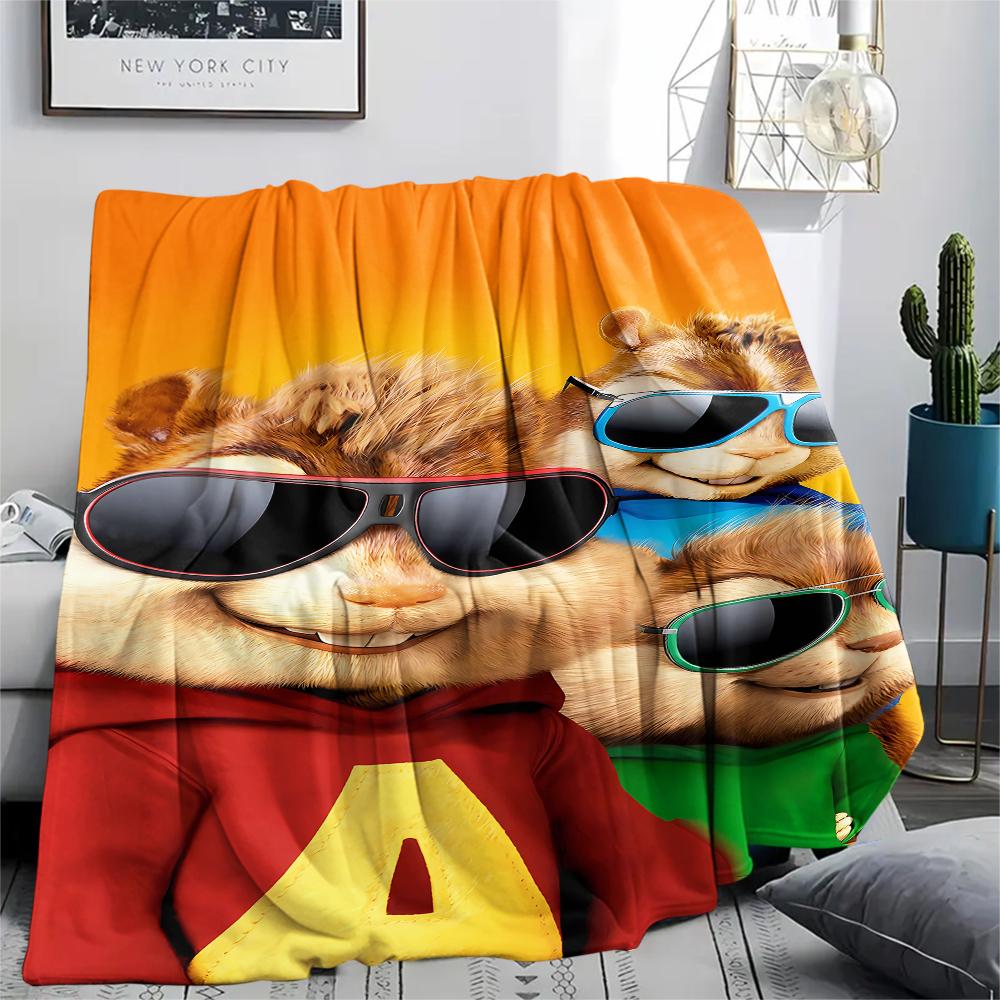 1pz Coperta in Flanella con Stampa di Alvin & The Chipmunks, Alta qualità per Tutte le Stagioni, Decorazione per la Casa, Calore e Comfort, Perfetta per Regali di Natale