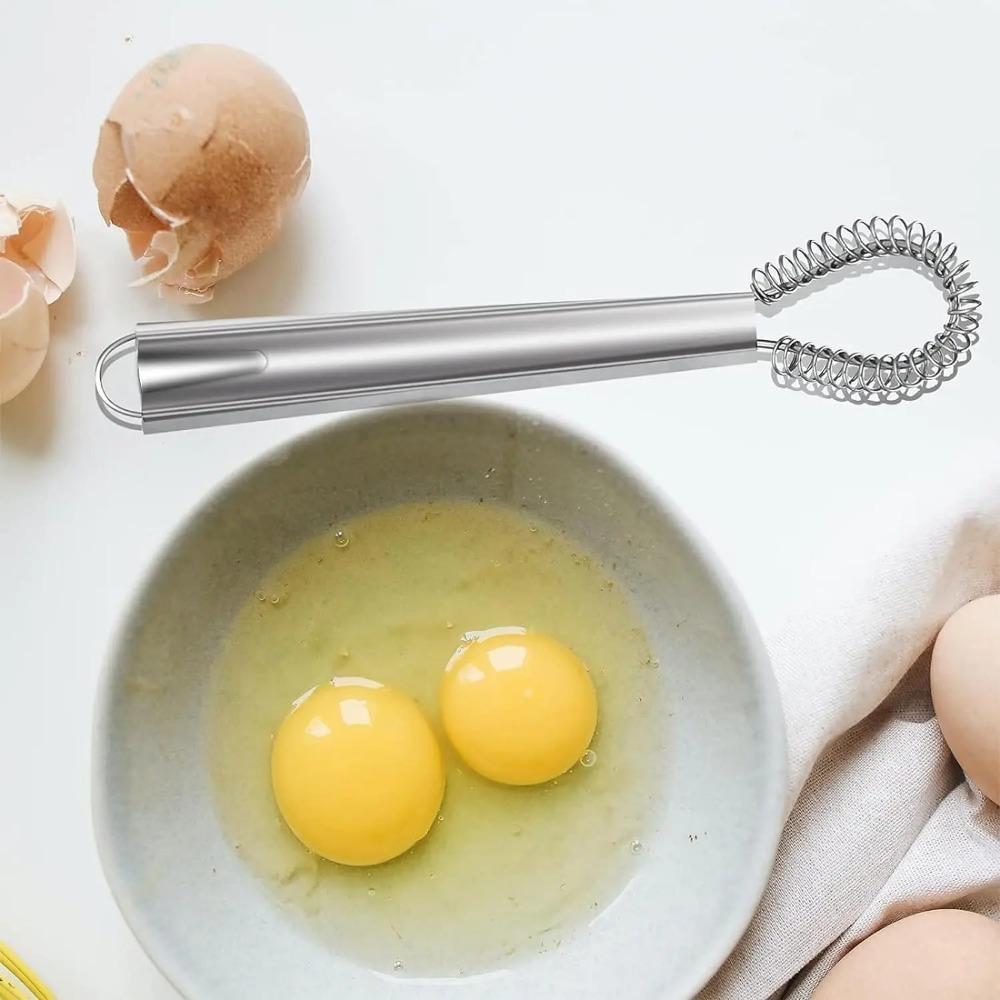 Stainless Steel Egg Beater Spring Manual Mixer Spoon Egg Sauce Honey Cream Stirring Kitchen Gadget Spring Egg Beater Whisk