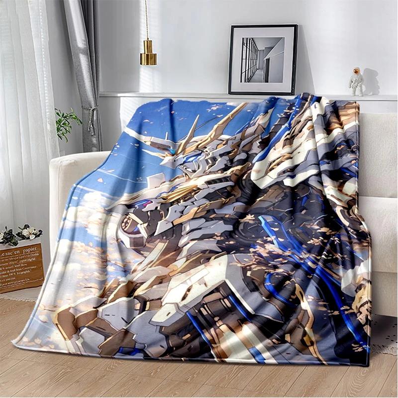 HD Robot GUNDAM Cartoon Soft Flannel Blanket for Bed Bedroom Sofa Picnic,Throw Blanket for Cover Office Christmas Gift Kids