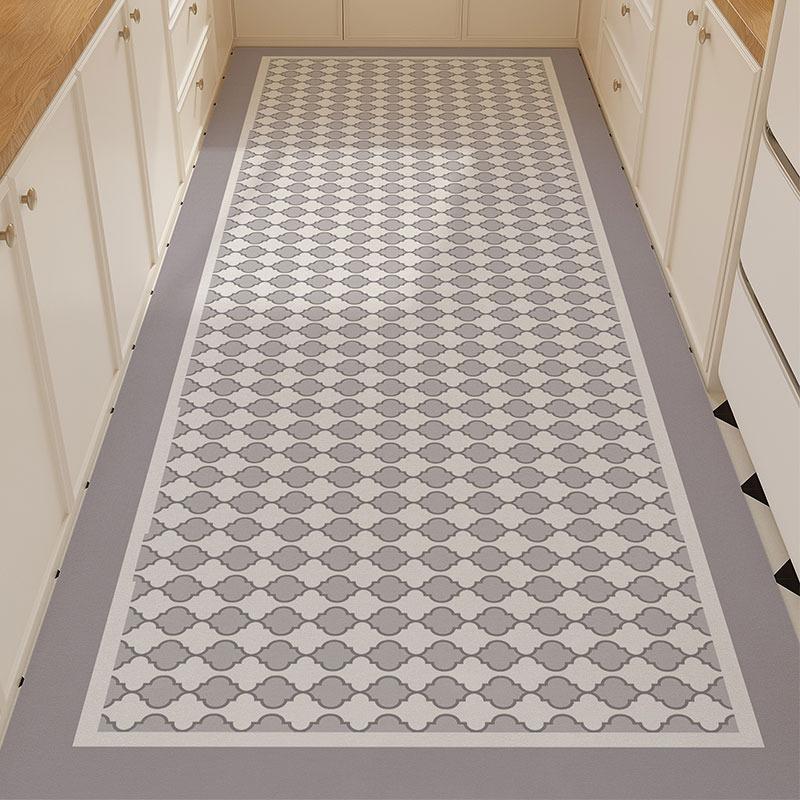 Kitchen Floor Mat Waterproof Oil-proof Foot Mats Pvc Leather Non-slip Carpet Long Rug Spring Retro Style  Home Decoration Rugs