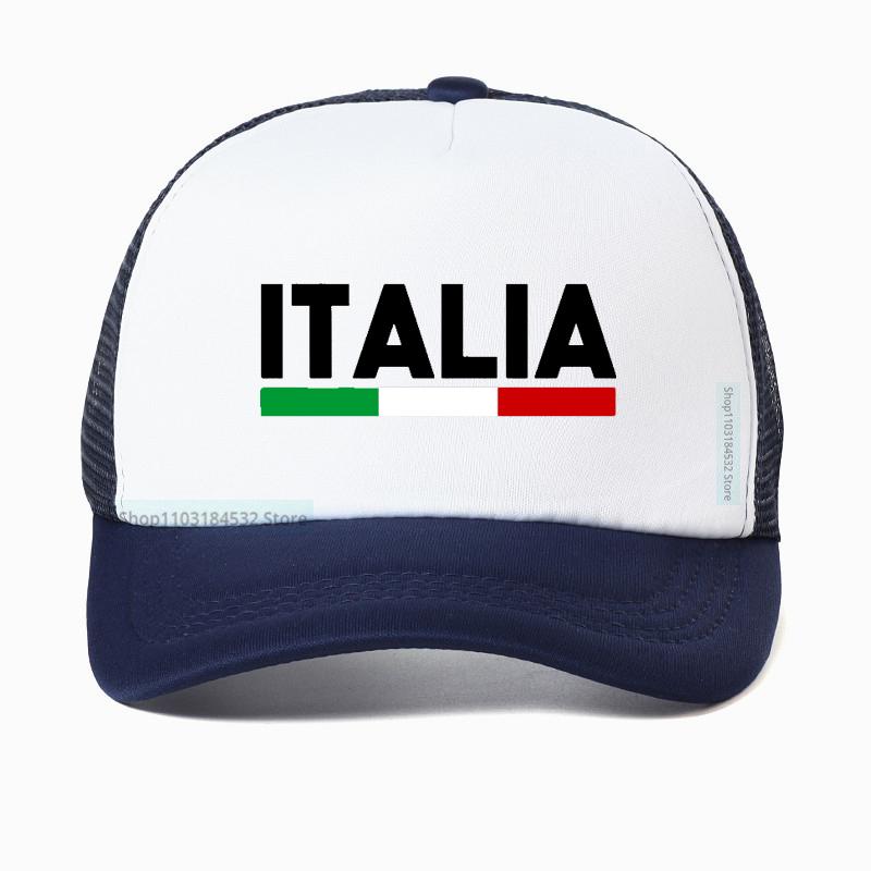 Italia Italia Bandiera Italiana Cappellino da Baseball Unisex Regolabile Snapback Classico Rete Traspirante Cappellino da Trucker Visiera da Esterno