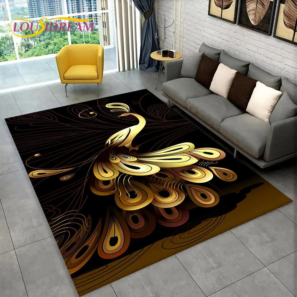 Bird Exquisite Peacock Animal Area Rug,Carpet for Home Living Room Bedroom Sofa Doormat Kitchen Decoration,Non-slip Floor Mats