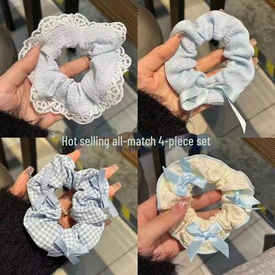 Anello per capelli con fiocco in pizzo blu - Accessorio per capelli coreano stile fata