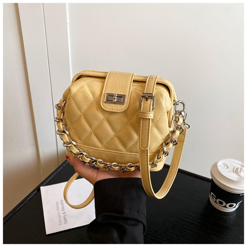 

Premium diamond messenger bag chain women s bag new fashion commuter bucket bag жовтий