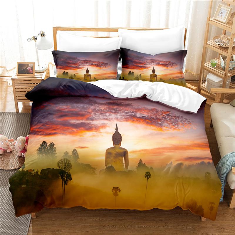 Buddha Duvet Cover Set Queen Size Single Double Bed 220x240cm Twin King Full Bedding Sets Quilt Case Linens 3D HD Pillowcase