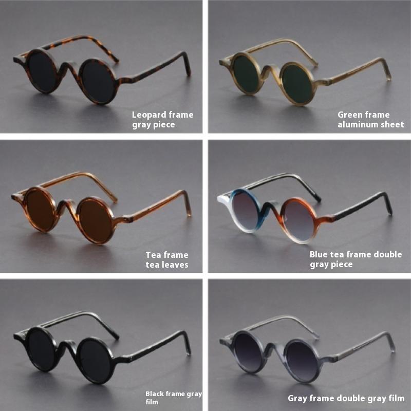 Peekaboo Small Frame Round Sunglasses For Women Vintage Unisex Retro Polarized Sun Glasses For Men Acetate Korean Style