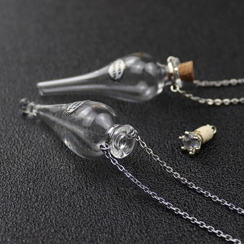 Collana con Bottiglia Magica Vintage Fai da Te Tappo Sughero Pozione Goccia d'Acqua Portafortuna Amuleto Catena per Maglione Gioielli alla Moda Regalo per Ragazze