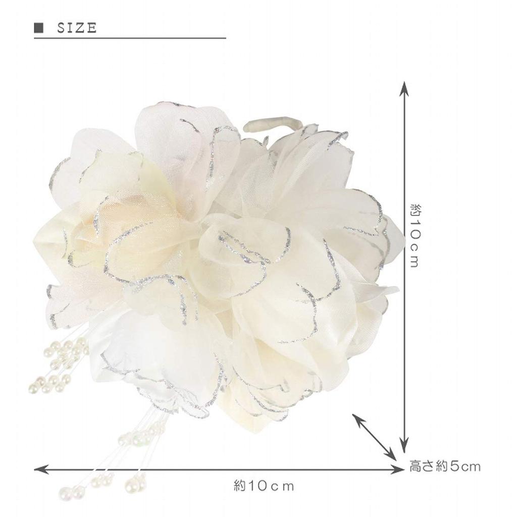 Soft Chiffon Three Flower Corsage Brooch Pin with Clip Formal Entrance Ceremony Graduation Ceremony Wedding Ceremony Special Occasion [Crane's