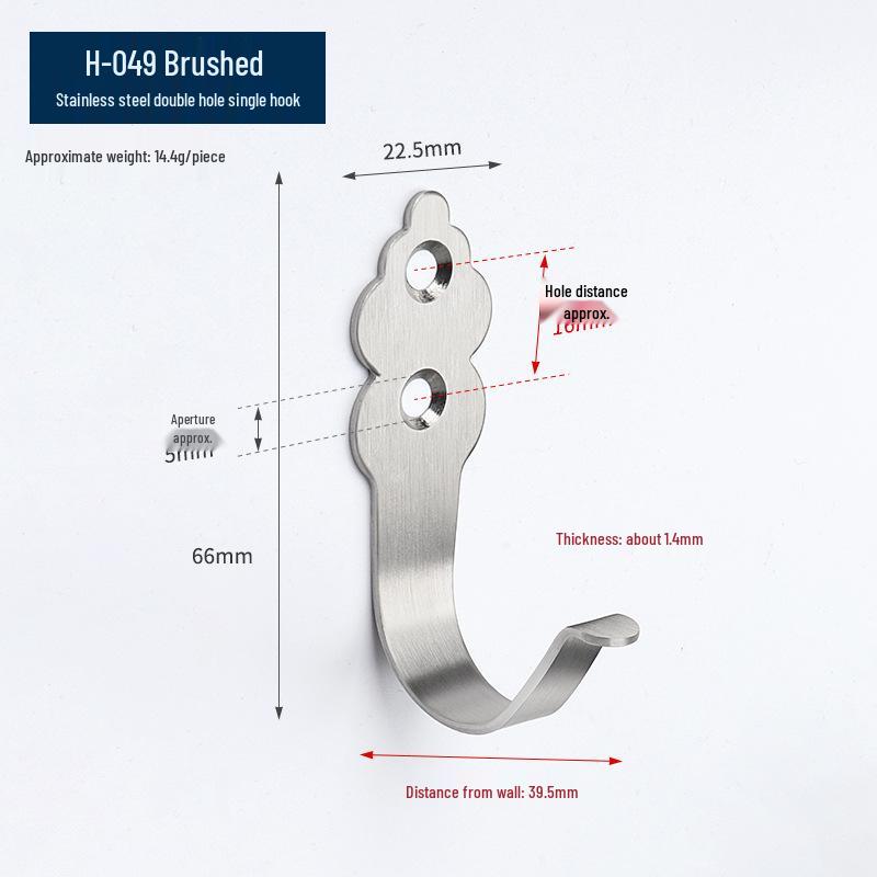 Black Stainless Steel Single Coat Hook for Cabinet, Door, Bathroom, and Kitchen