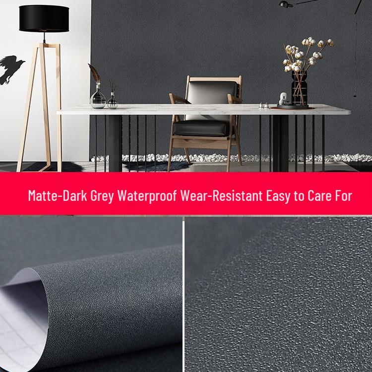 Gray Waterproof Self-Adhesive Wallpaper for Bedroom, Living Room, Dorm, or Shop Decor.
