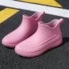 Fashion Rain Shoes Women's Fashion Adult Short Rain Boots Wear Non-slip Water Shoes Velvet Cotton Kitchen Short Rubber Shoes Low Tube
