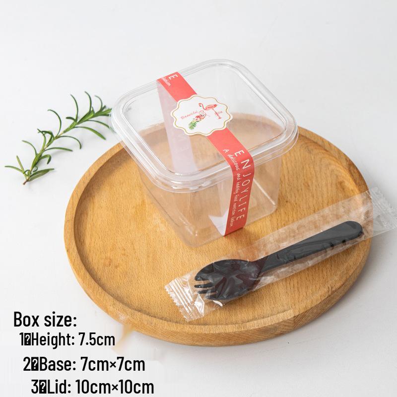 Square Mousse Soy Milk Cake Box: Wooden Cup Packaging for Tiramisu and Dessert Baking