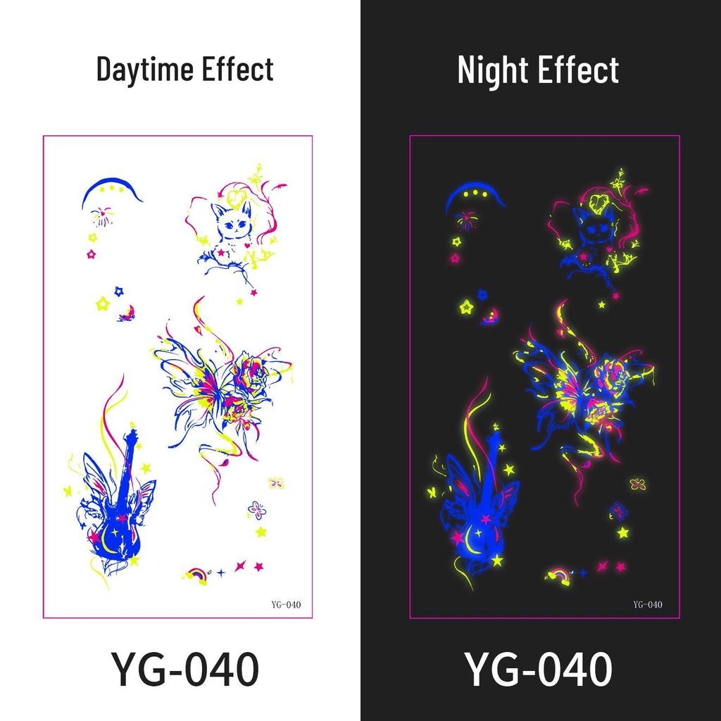 Neon Glow Music Festival Tattoo Stickers: Bright Fluorescent Designs for Concerts and Parties