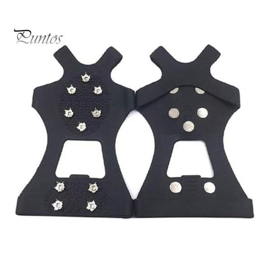 

1 пара обуви Кошки с 10 стальными зубцами Нескользящая резиновая обувь Шипы для сцепления на снегу Ледоходные зимние ботинки для ходьбы на открытом воздухе Скалолазание Походы M