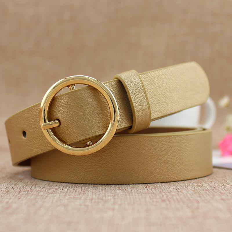 Women'S Round Buckle Belt Casual Retro Jeans Belt Women'S Decorative Thin Belt