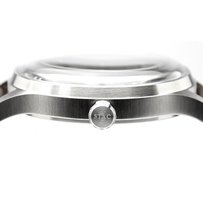 [The Stack] STAC Japanese-Made Watch 36mm Classic Retro White Black Leather ST-AR002 Off-White