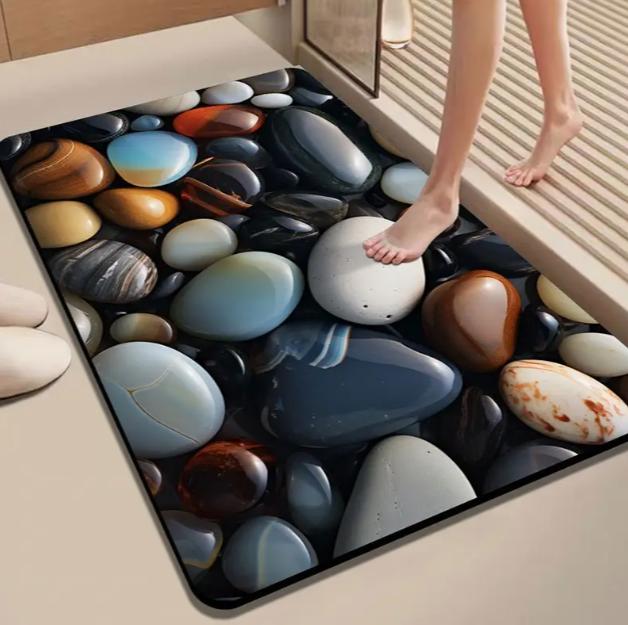 Stone Bedroom Floor Mat Designed with Coral Sand Material Water Is Easy To Maintain Suitable Bathroom Toilet and Home Decoration 40cm x 60cm