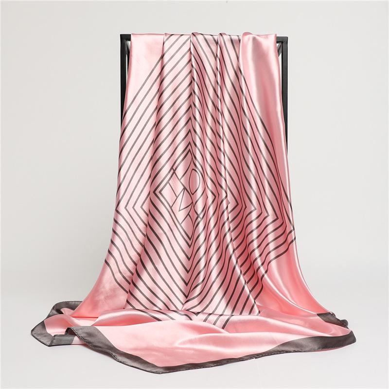 

Шелковый шарф двойного назначения скандинавская полоска: Стиль инфлюенсера, Защита от солнца для путешествий, Большой квадратный платок 90 см. 90*90cm