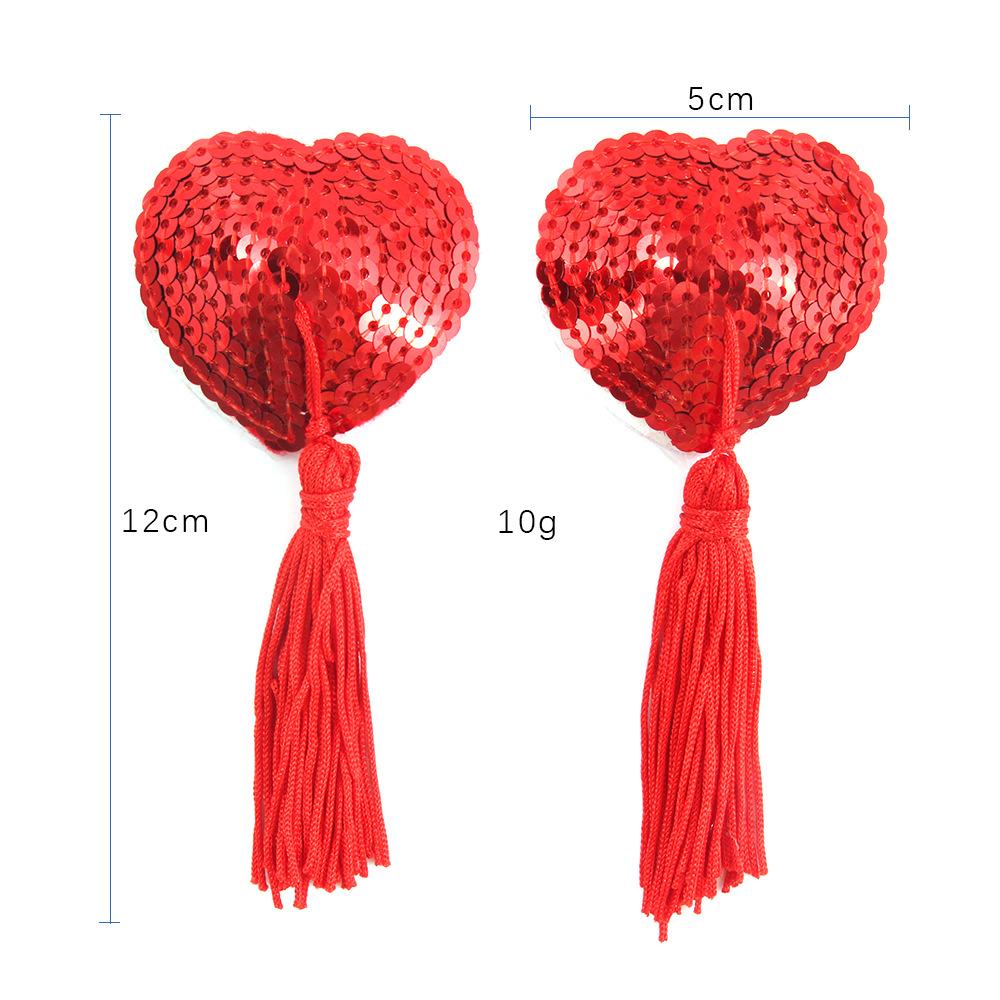 Nipple Stick the Guillotines Women's Adhesive Bra Women's Sexy Tassel Heart-Shaped Sequins Breast Pad Silicone Direct Supply