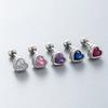 Zirconia Love Earrings For Women Copper Bezel Rhinestone Stud Stainless Steel Pierce Ear Accessory