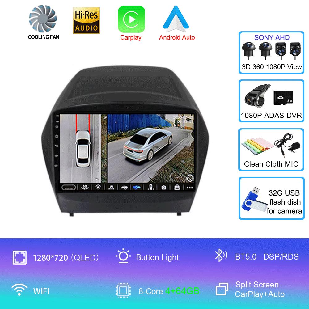 Autorádio Android 14 Carplay Auto Multimediální Přehrávač Pro Hyundai Tucson 2 LM IX35 2009-2015 Autorádio GPS Stereo 2din Hlavní Jednotka