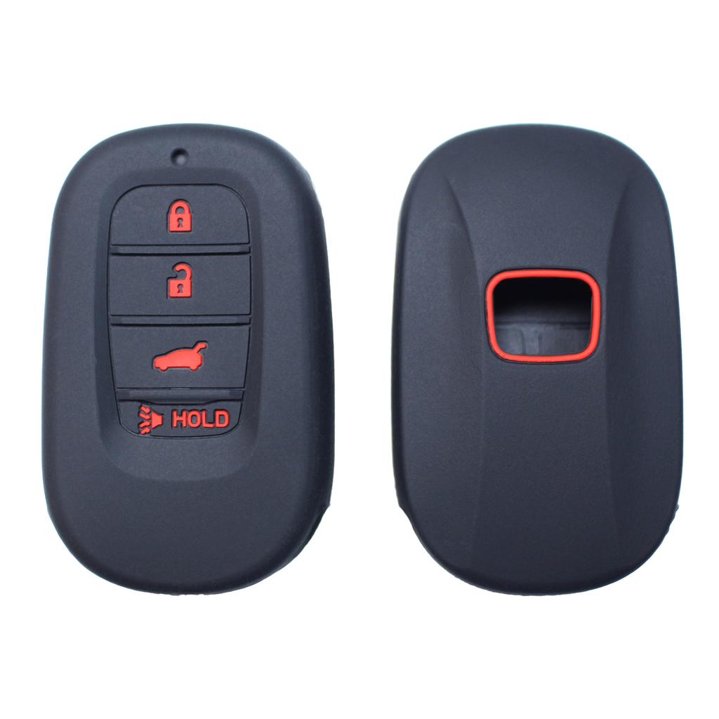 Silicone Rubber Key Fob Cover Compatible With Honda - Accord Civic Cr-V Sport Si Ex Ex-L Touring 4 Buttons Smart Key