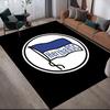 Hertha Logo Flannel Printed Carpet, Home Sofa Decoration for Living Room & Bedroom, Non‑Slip Play Flannel Floor Mat for Game Room