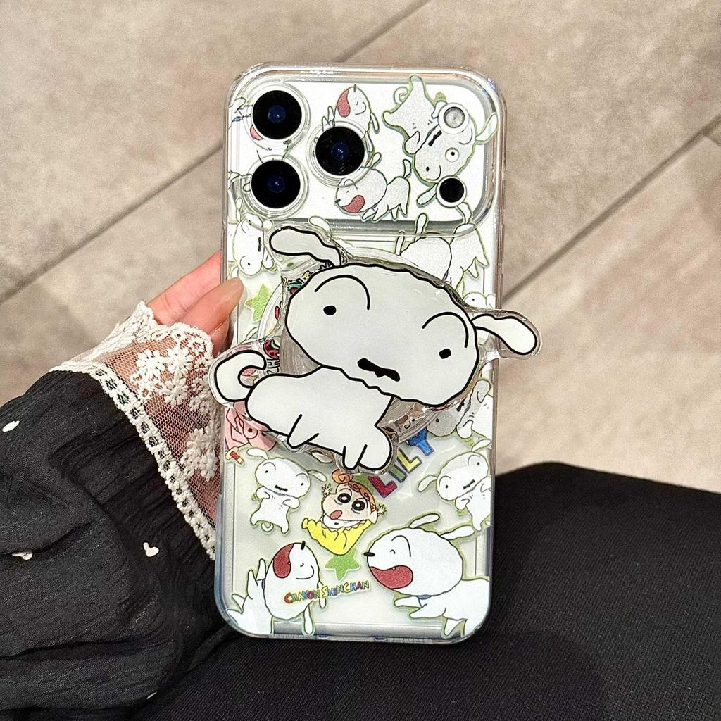 Shin-chan White Dog iPhone 17 Pro Case, Magnetic Stand, Protective Cover for Apple 16 Pro