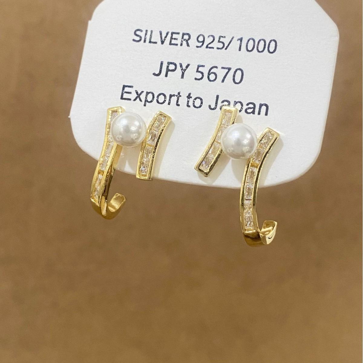 French Geometric Gold Zircon Pearl Stud Earrings for Women - Retro Niche Design