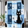 1Pc Cartoon Cat And Floral Pattern Shower Curtain Lively And Cute Animal Design Suitable For Bathroom Decoration Polyester Fabri