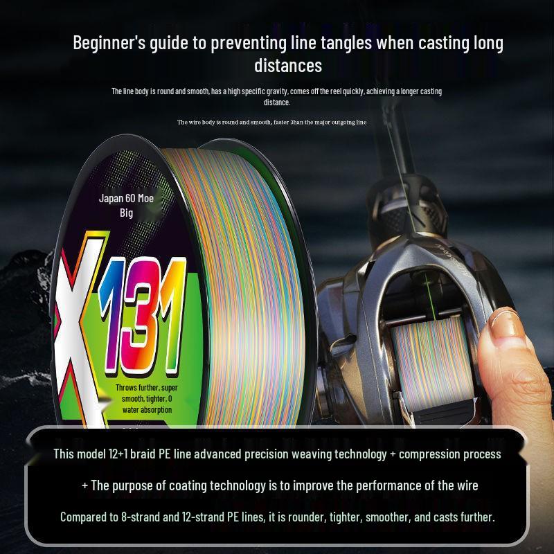 New 12+1 Strand 10m PE Line: Super Smooth, Strong, Single-Color Fishing Line for Black Bass Lure