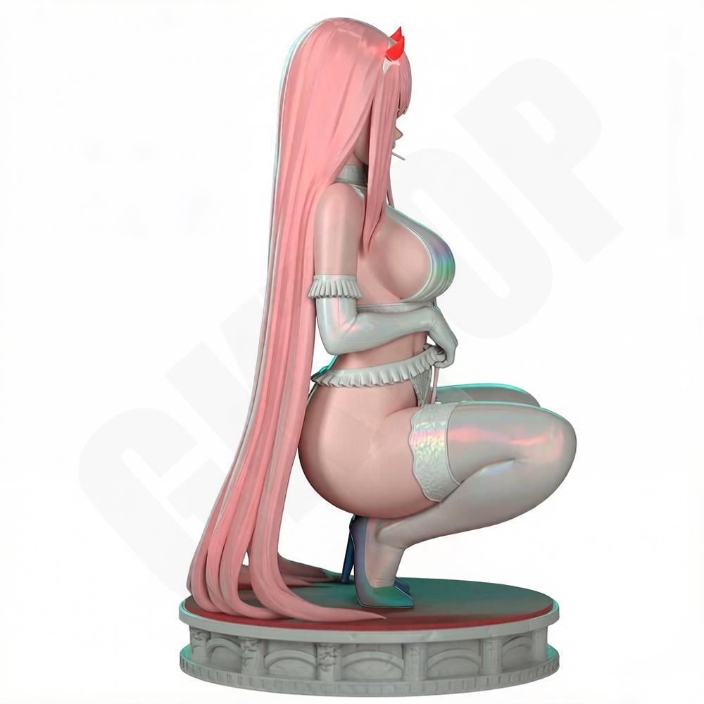 1/24 NSFW Demon Horn Squatting Girl GK Figure Grey Resin 3D Print Model Unassembled Unpainted Toy Statue