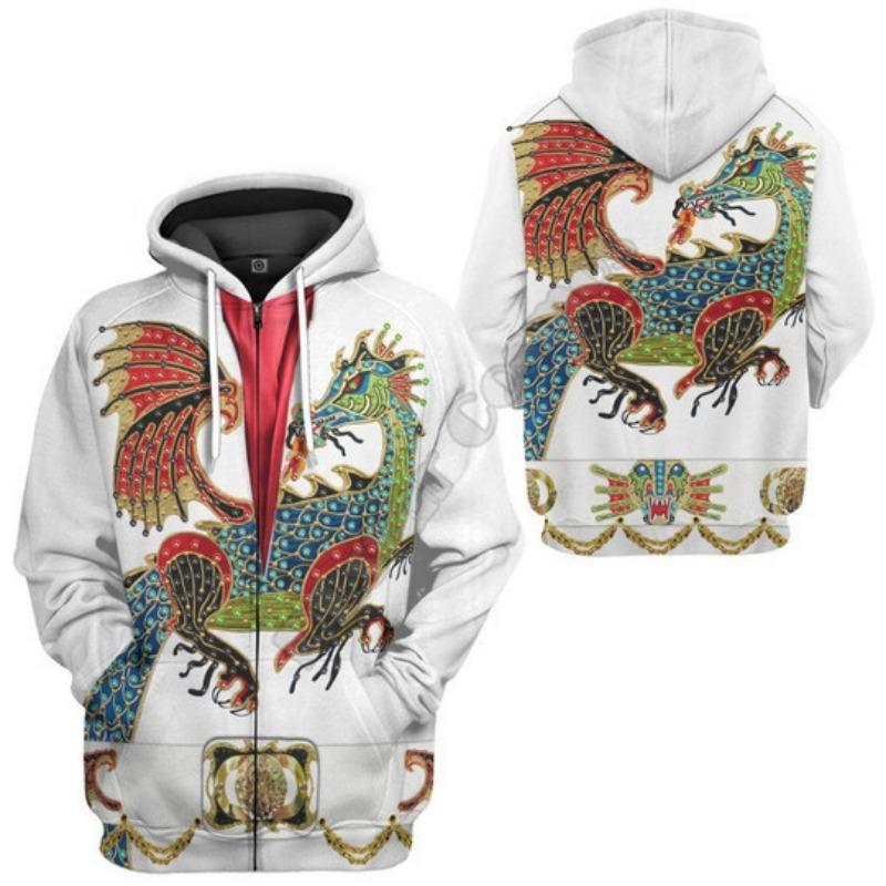 Men's Long-sleeved Hooded Top Comfortable Casual 3D Digital Abstract Printed Zipper Top