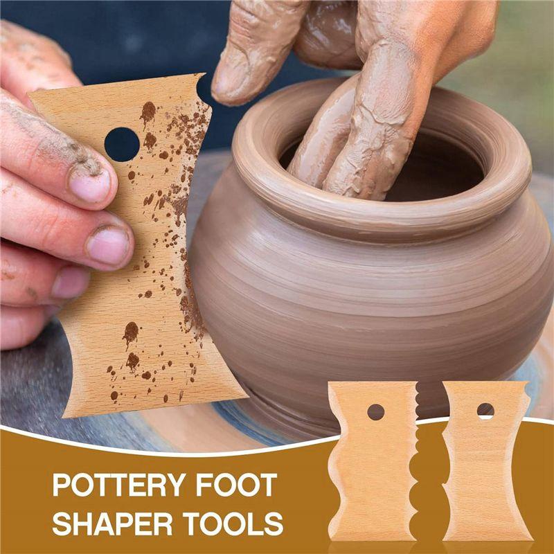 A60Z14 Pieces Pottery Trimming Tools Pottery Clay Foot Shaper Tools Texture Wooden Profile Rib Bundle Foot Shapermay