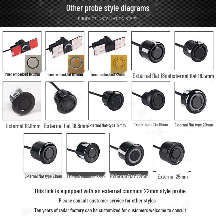 LCD Blue Light 8-Probe Buzzer Reversing Radar for Cars