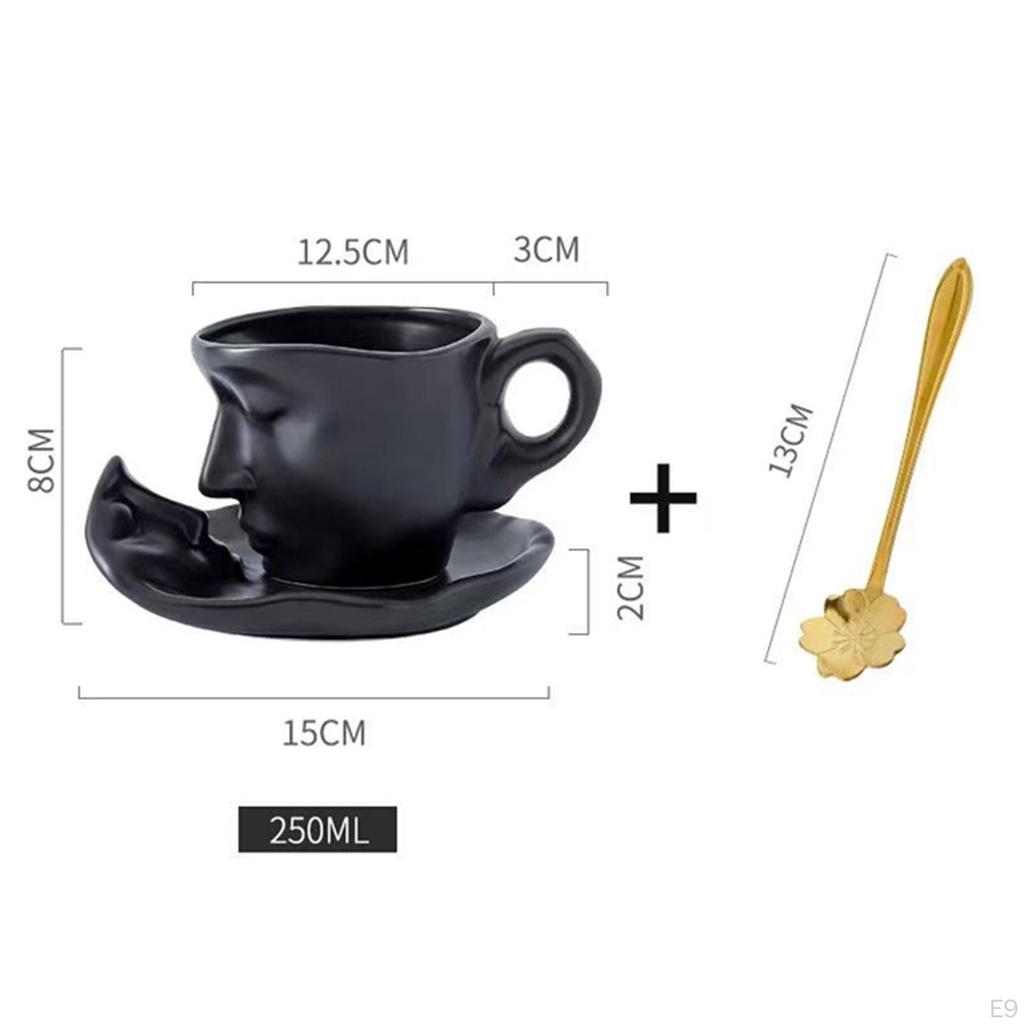 Zestaw naczyń 3D z ludzką twarzą, filiżanka do herbaty i spodek, filiżanki do espresso, sok, woda do gorących/zimnych napojów