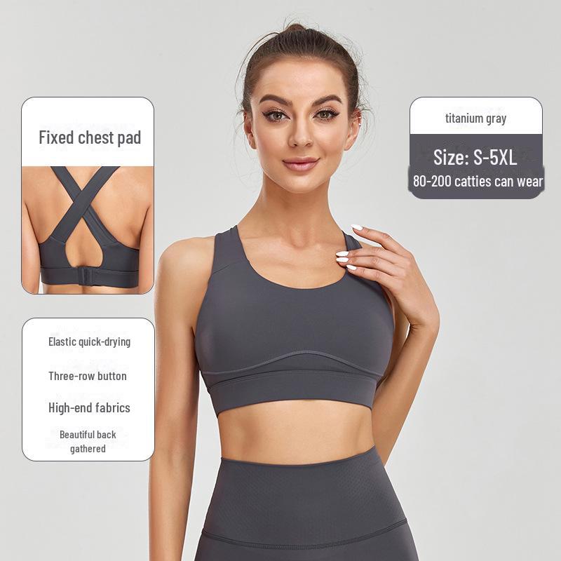 Women’s Shockproof High-Intensity Sports Bra with Wide Straps - Large Size