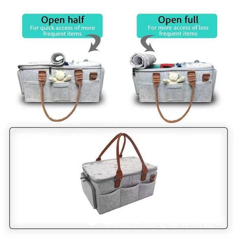 Foldable Design Mommy Tote Bag Felt Cloth Multifunctional Storage  Mommy Storage
