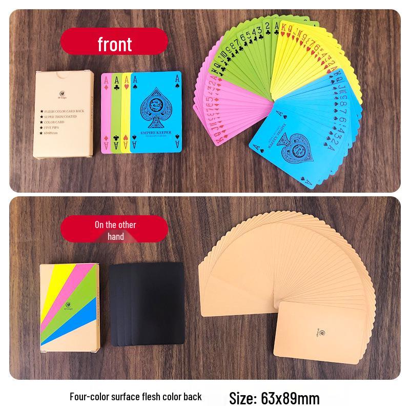 Ultra-Thin Flesh-Colored Playing Cards for Magic Tricks - Long Style, Four-Color Diamond Design