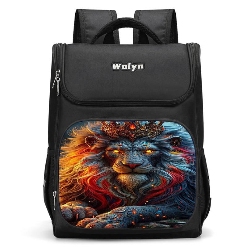 Spacious Lion-themed Backpack For Elementary School Kids Oxford Fabric Lightweight
