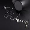 Necklace Faux Pearl Tassel Leaves Pendant Exquisite Accessories Sweater Chain Jewelry Gift for Women