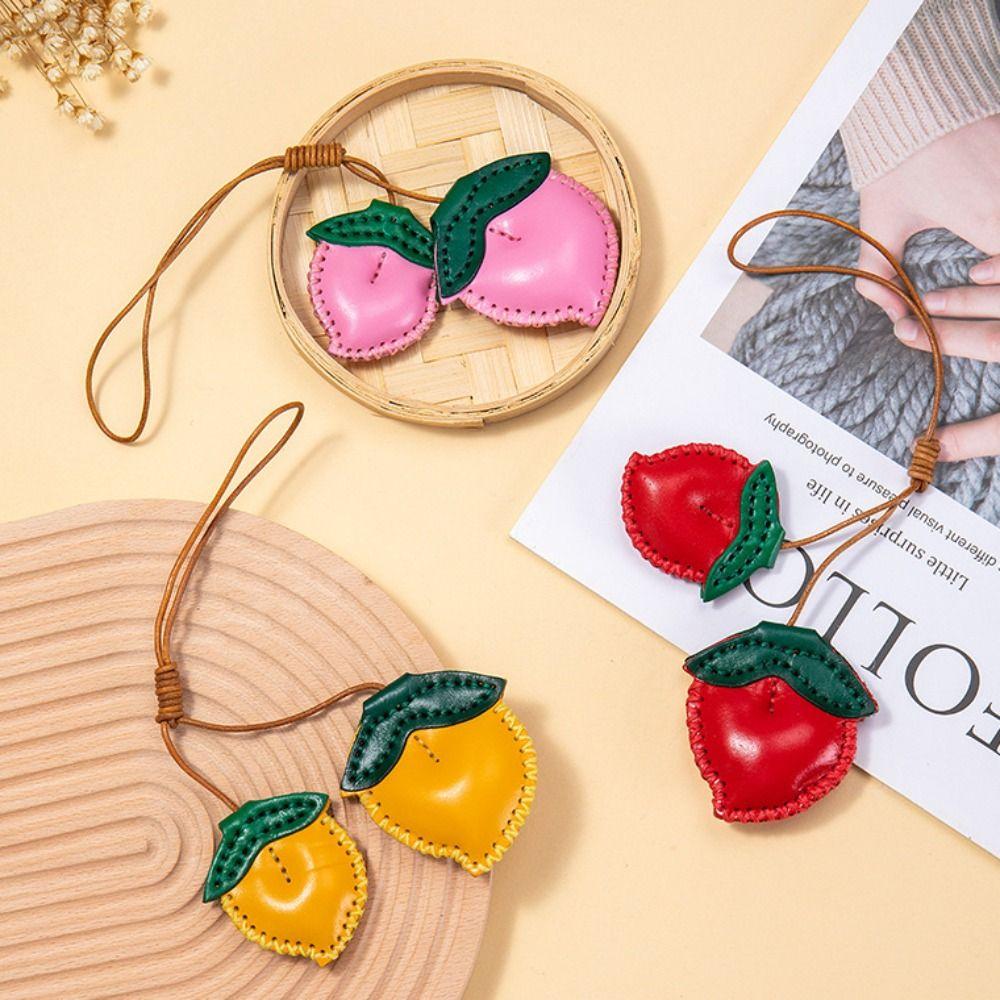 Hanger Leather Keychain Pear Bag Pendant Trendy Fruit Pendant  Car Accessory
