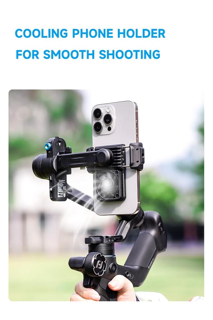 FeiyuTech SCORP Mini 3 Smartphone Gimbal with AI Tracking Module Cooling Integrated 2kg Smartphone Stabilizer for iPhone Android & Fan, Grip, Payload,