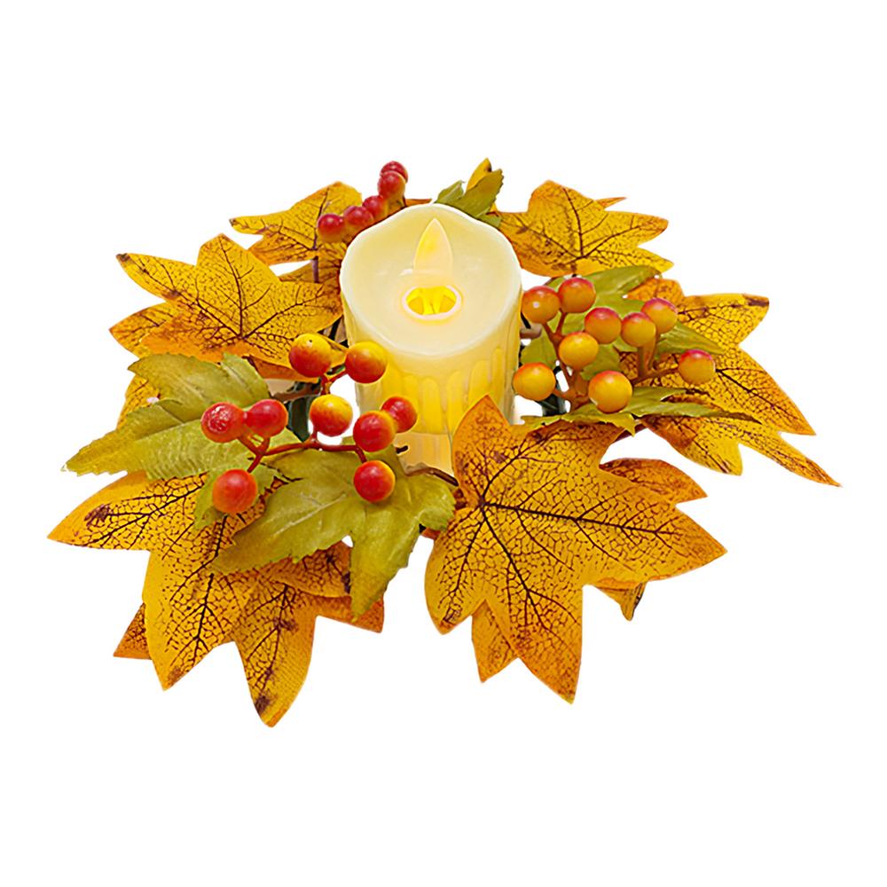 

Осенние кольца-венки для свечей 9,8 дюйма, деревенский венок, кольцо-подставка для венка на День урожая, искусственный кухонный