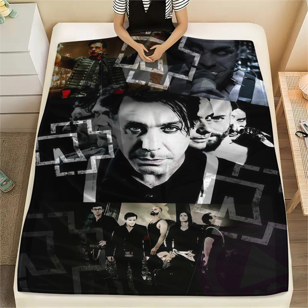 1PC Rammstein Band Print Flannel Blanket, High Quality All Seasons, Home Decor, Warmth and Comfort, Perfect for Christmas Gifts