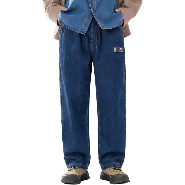 Li-Ning Soft Minimalist Versatile Lace-Up Jeans Men bottoms AKXW151-1 L