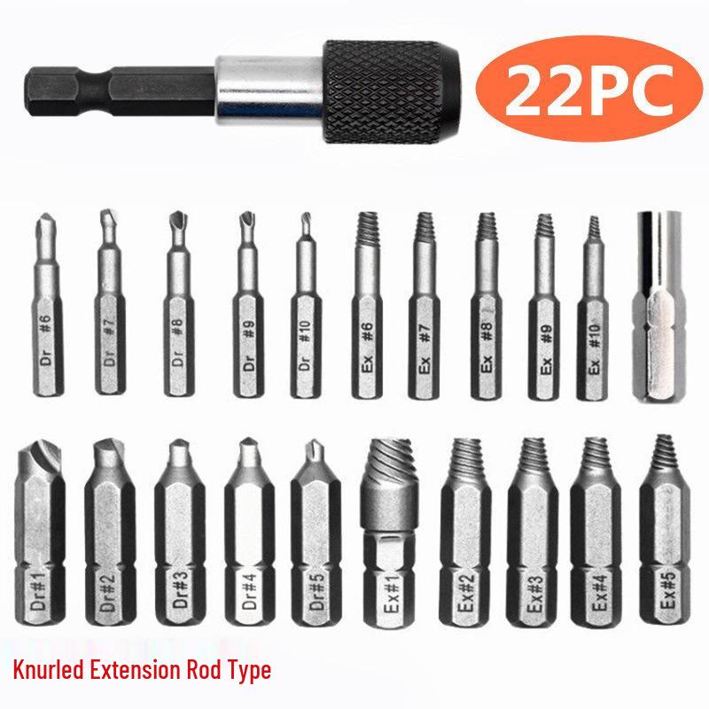 22-Piece High-Speed Steel Wire & Screw Extractor Set
