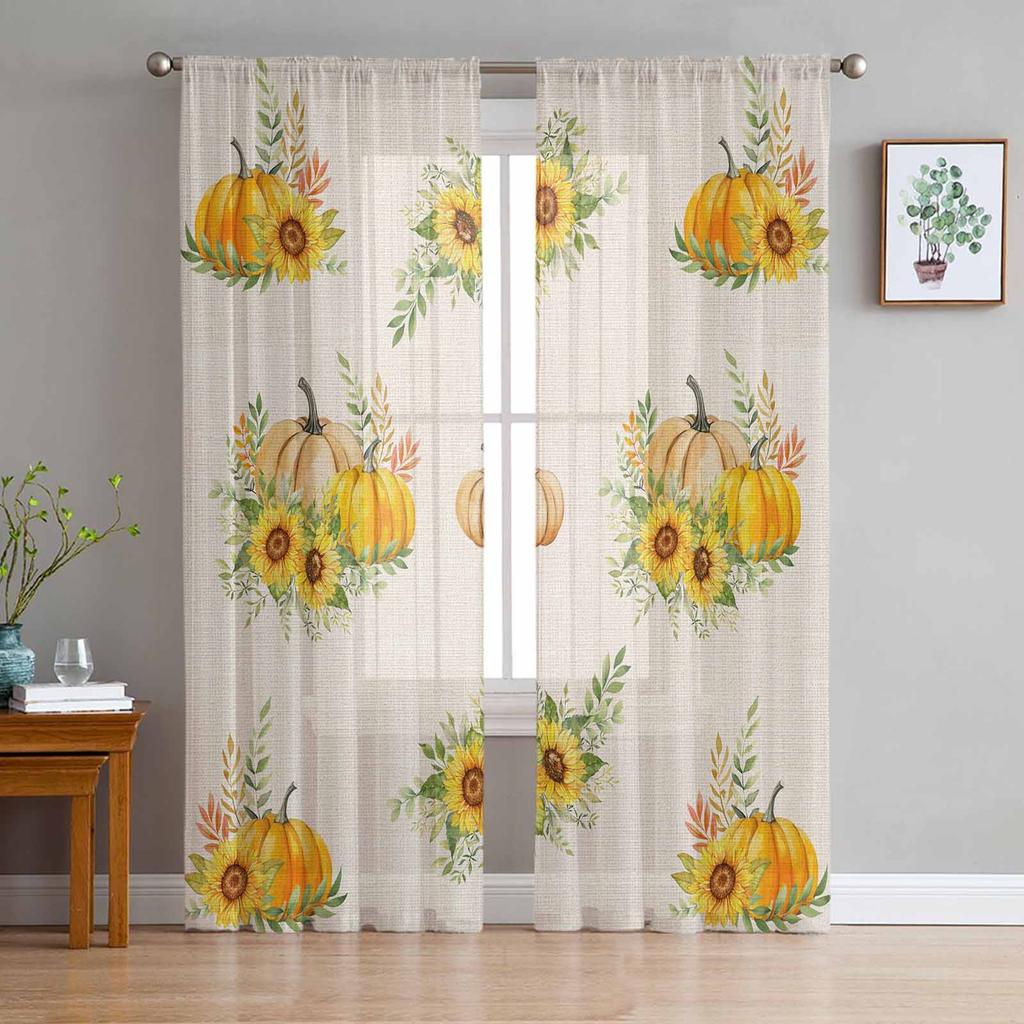 Sonnenblumenblüten Gelbe Blume Tüll Transparente Fenstervorhänge für Wohnzimmer Küche Kinder Schlafzimmer Voile Hängevorhang
